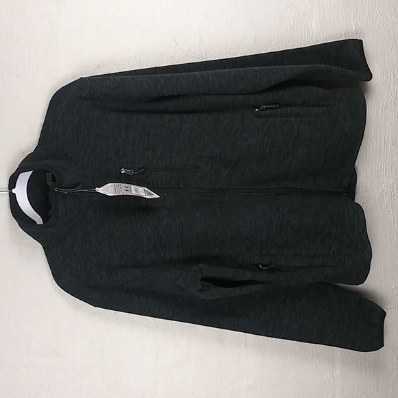 Free Country Microtech Fleece Black Gray Funnel Neck Long Sleeve 1/4 Zip Jacket - Picture 3 of 15